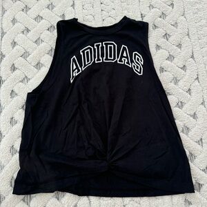 Black Adidas front knot tank top